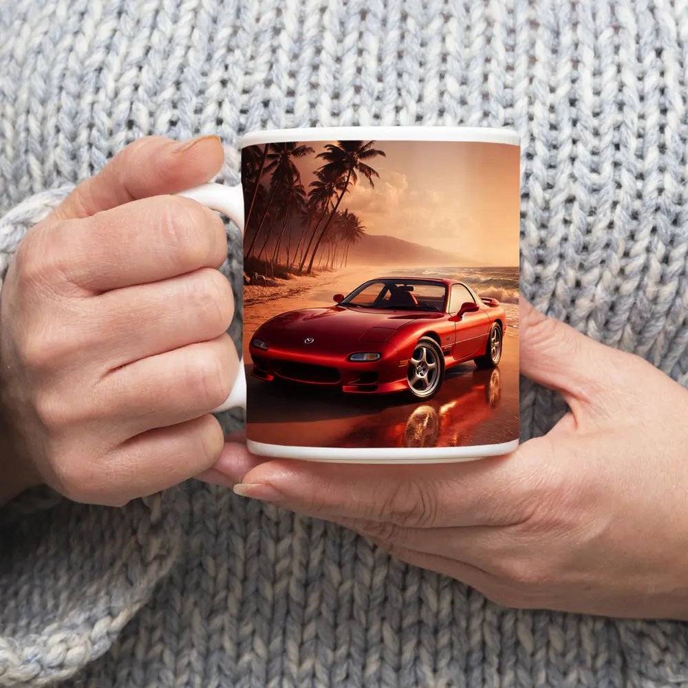 Mazda RX Seven Red Beach Sunset – Mugs