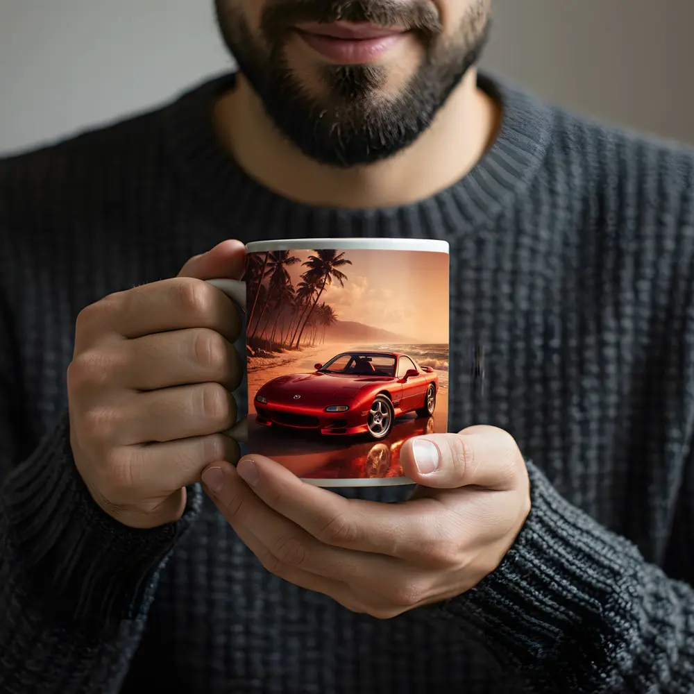 Mazda RX Seven Red Beach Sunset – Mugs