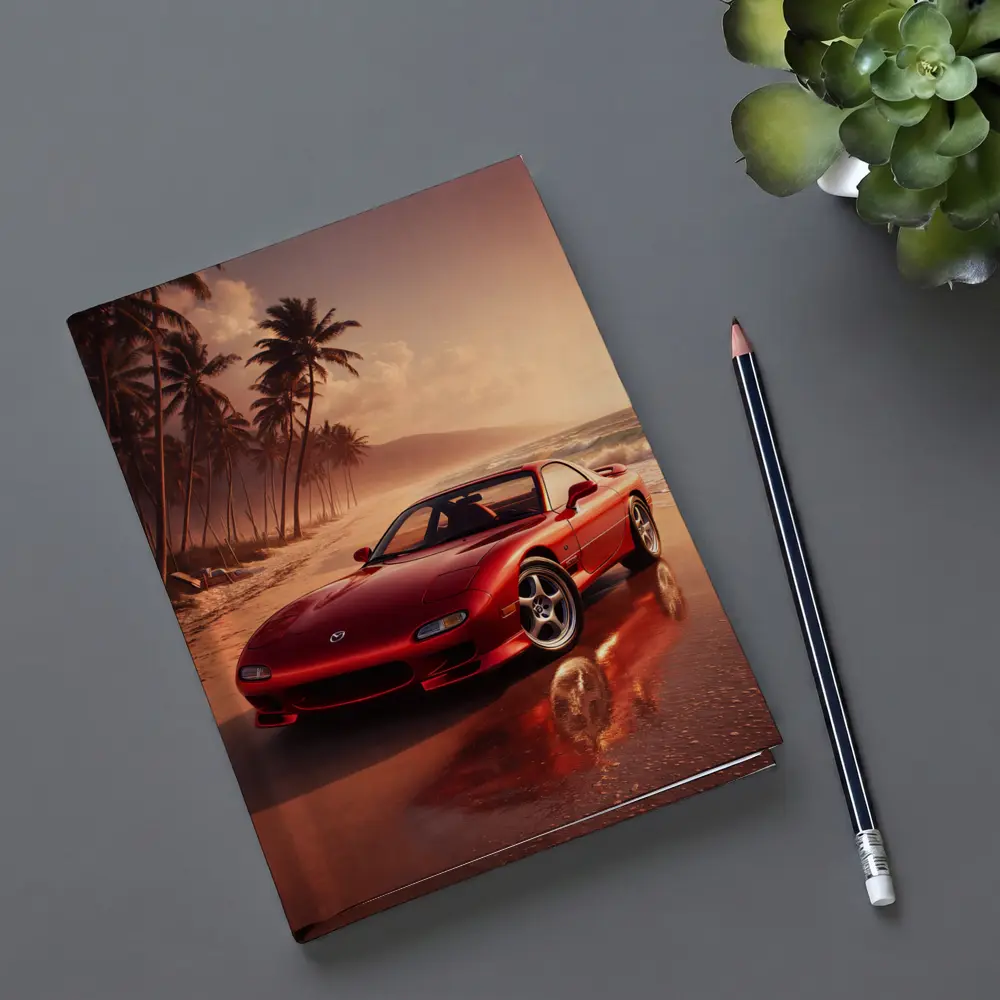 Mazda RX Seven Red Beach Sunset – Notebooks