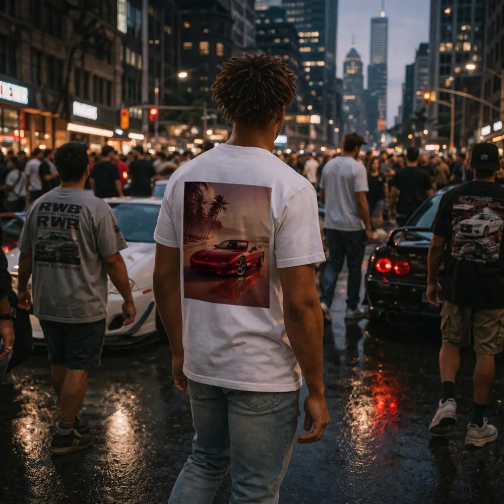 Mazda RX Seven Red Beach Sunset – T-Shirts