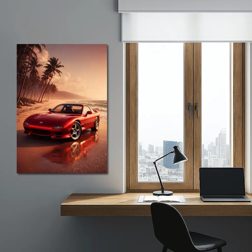 Mazda RX Seven Red Beach Sunset – Wall Art