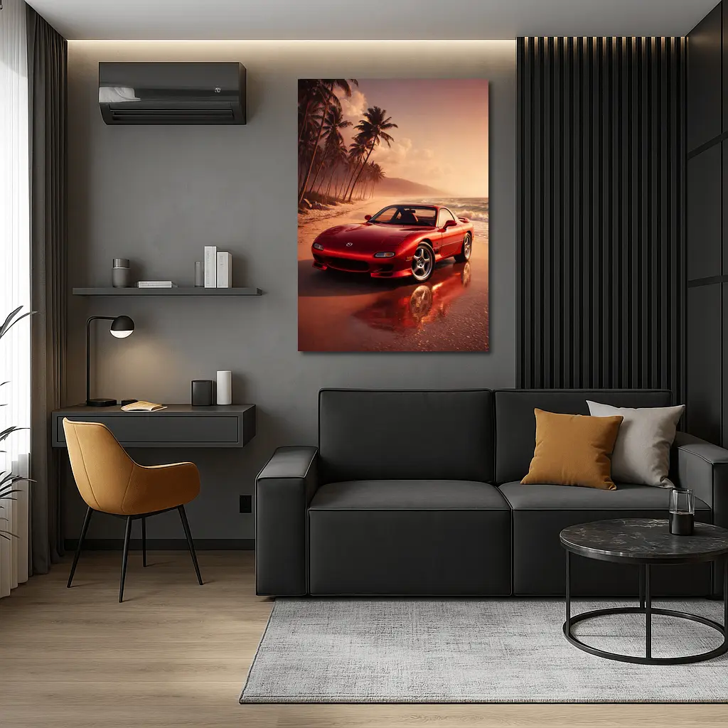 Mazda RX Seven Red Beach Sunset – Wall Art