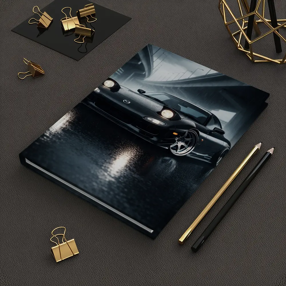 Mazda RX7 Black Sports Car Rainy Night – Notebooks