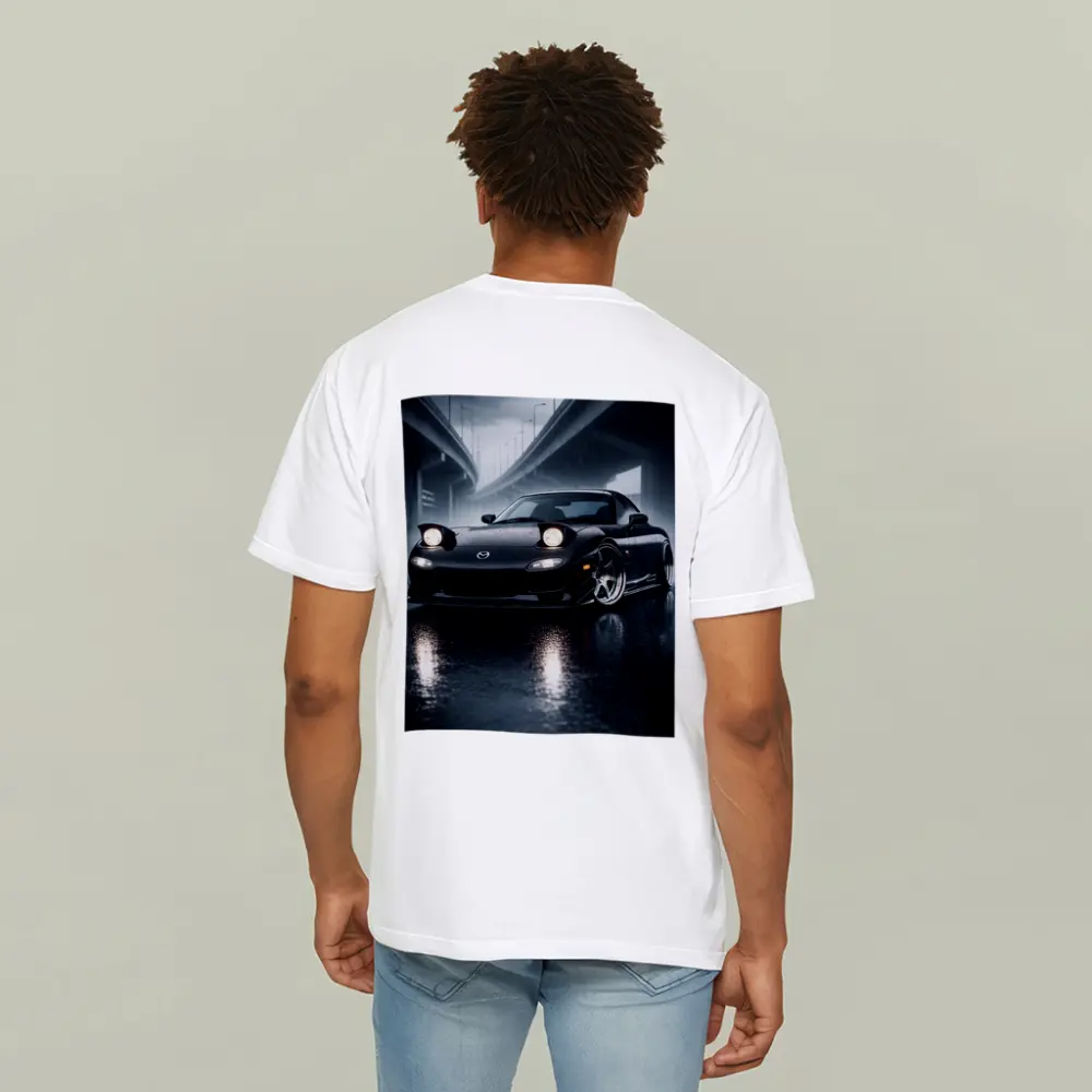 Mazda RX7 Black Sports Car Rainy Night – T-Shirts