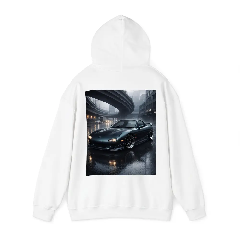 Mazda RX7 Wet City Street Rainy Night – Hoodies