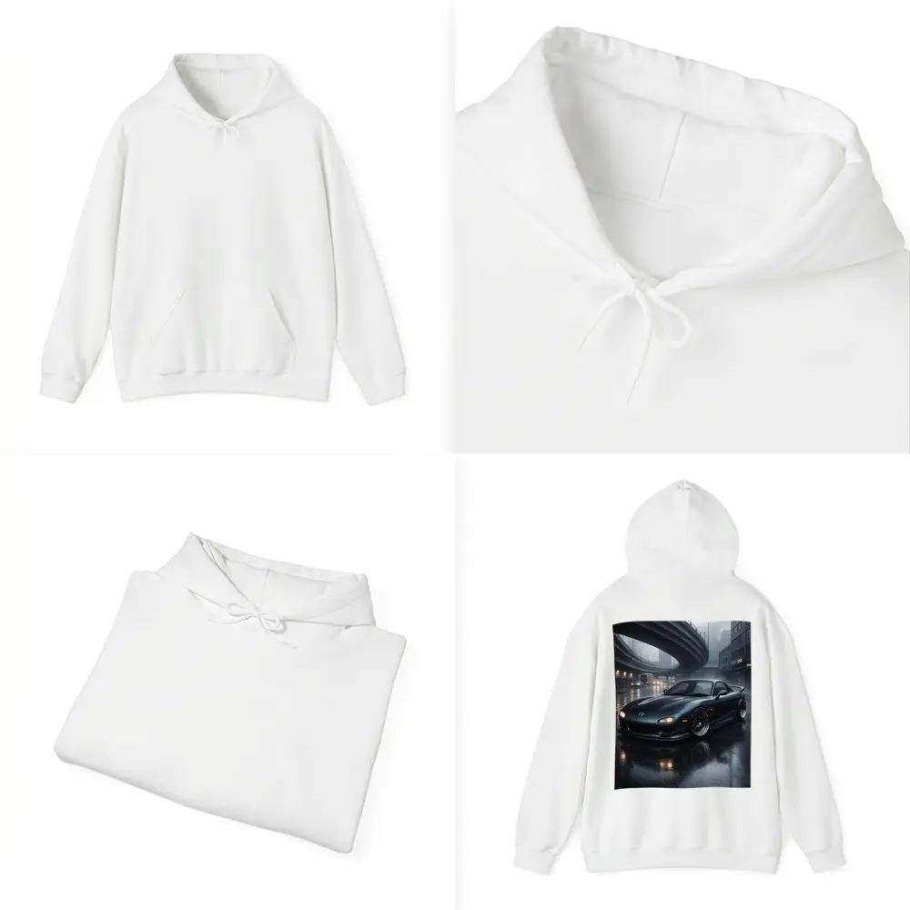 Mazda RX7 Wet City Street Rainy Night – Hoodies