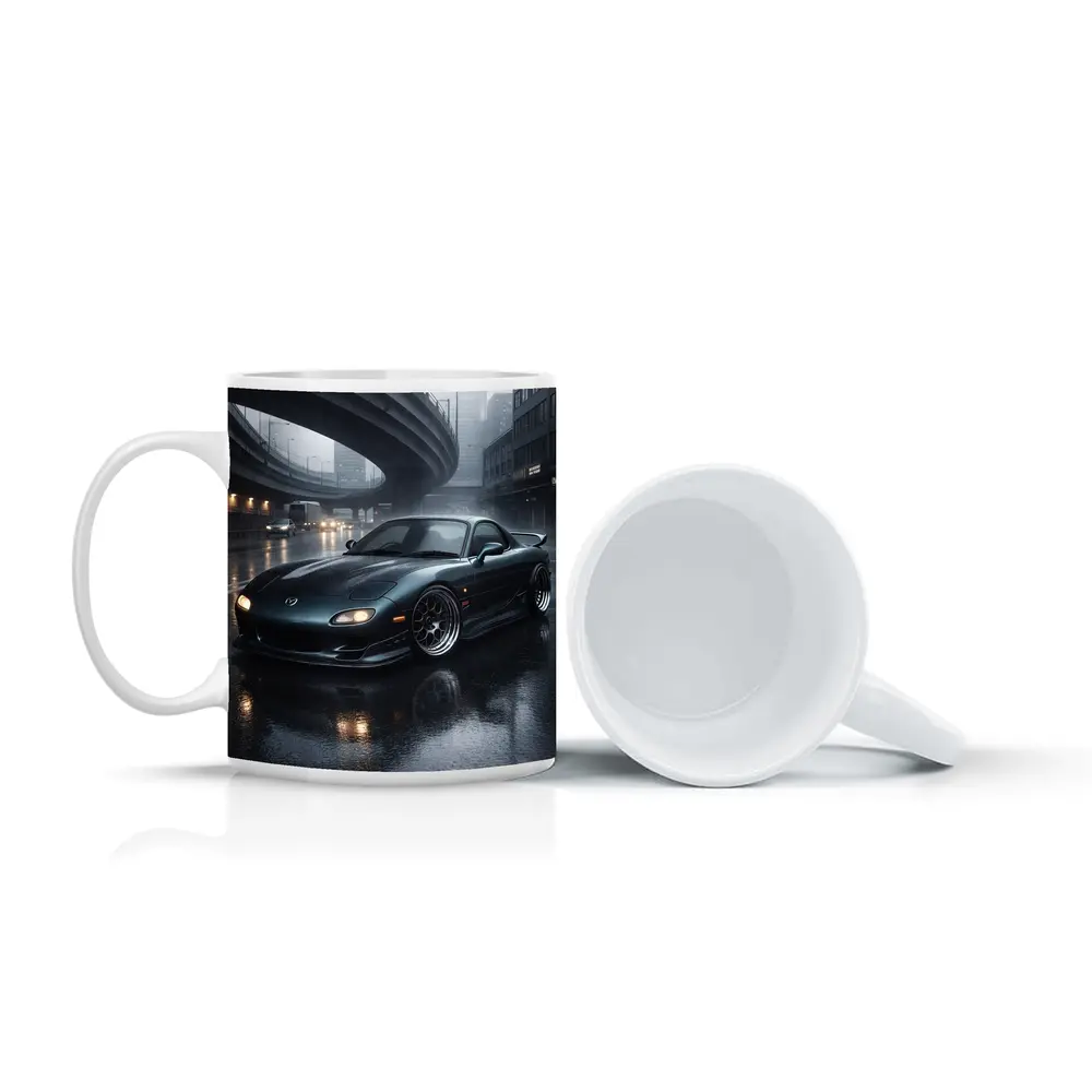 Mazda RX7 Wet City Street Rainy Night – Mugs