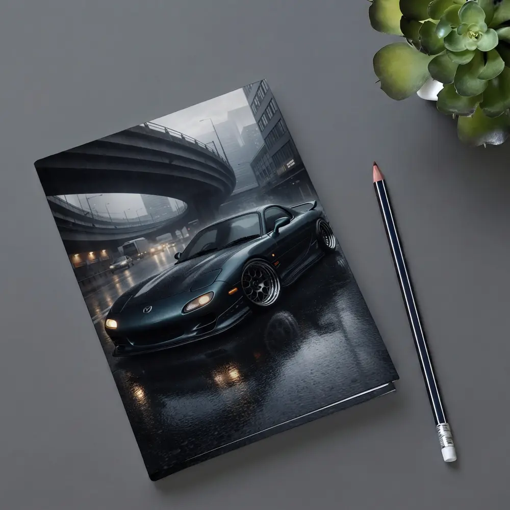 Mazda RX7 Wet City Street Rainy Night – Notebooks