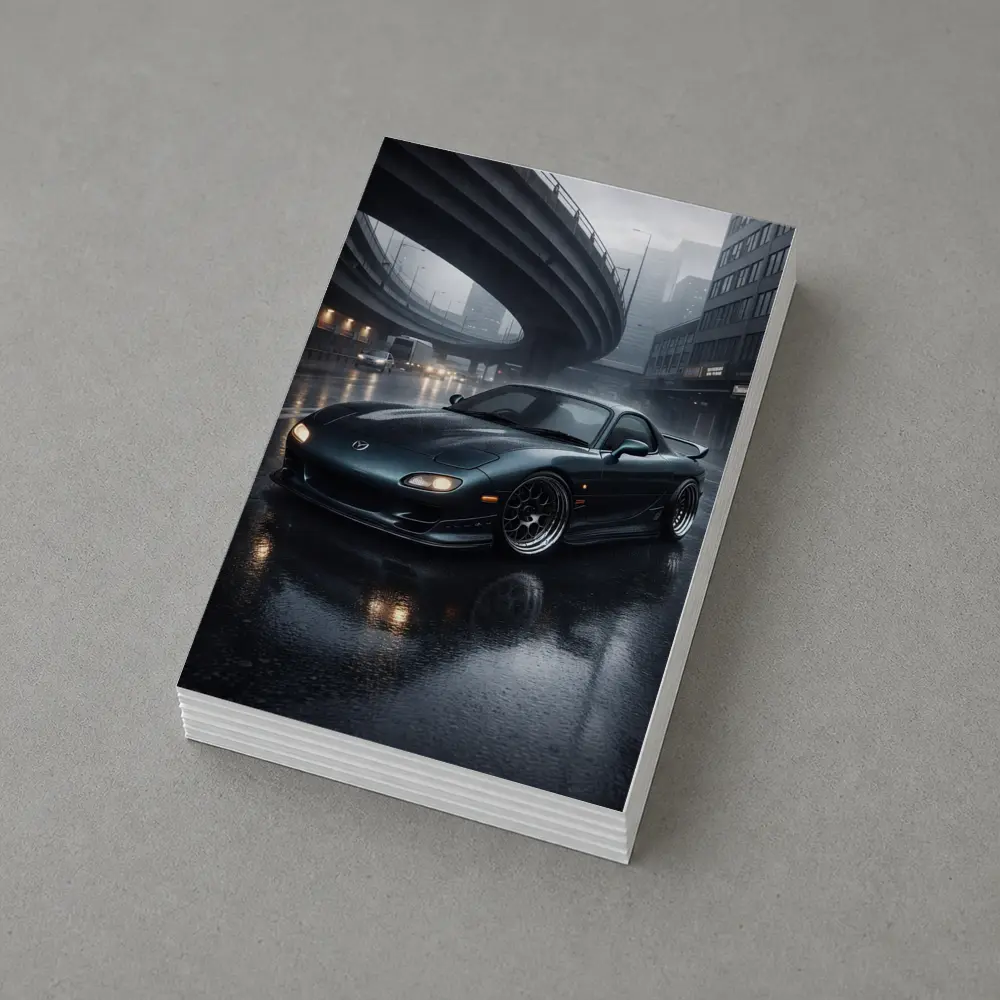 Mazda RX7 Wet City Street Rainy Night – Postcards