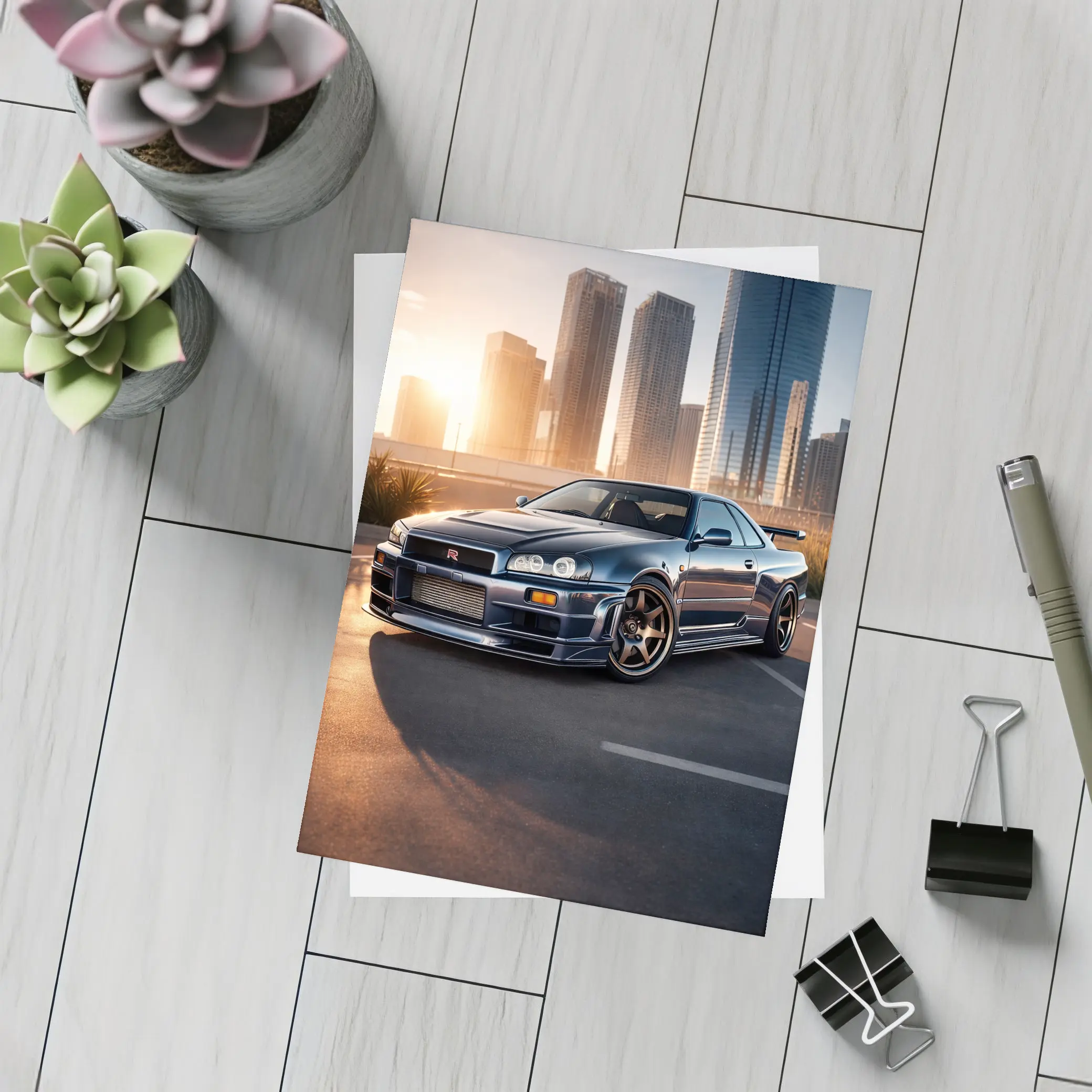 Nissan Skyline GT-R R34 City Sunset – Postcards