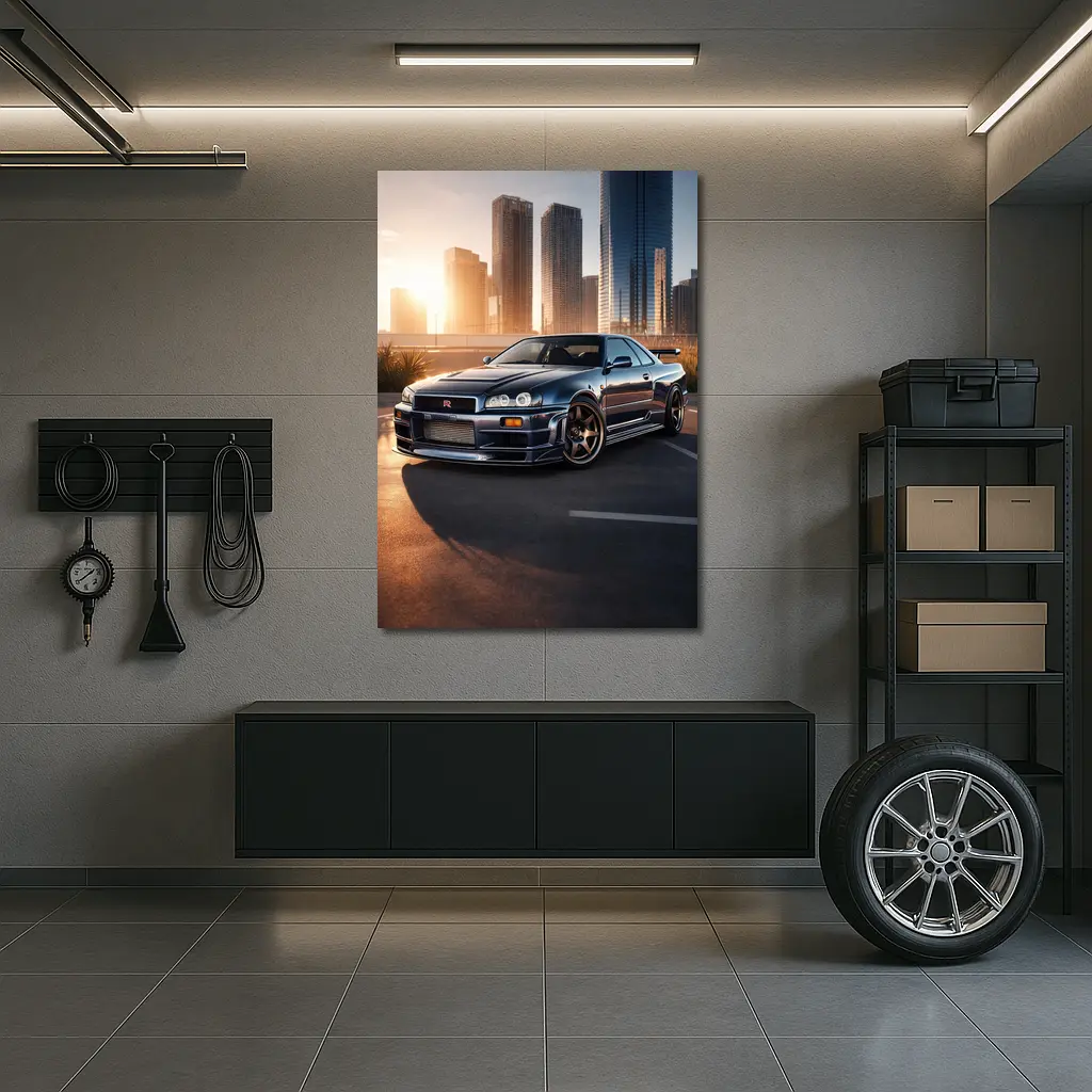 Nissan Skyline GT-R R34 City Sunset – Wall Art