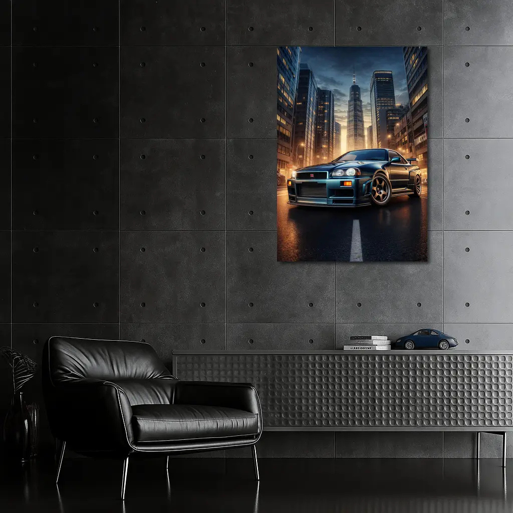 Nissan Skyline GT-R R34 City Night – Wall Art