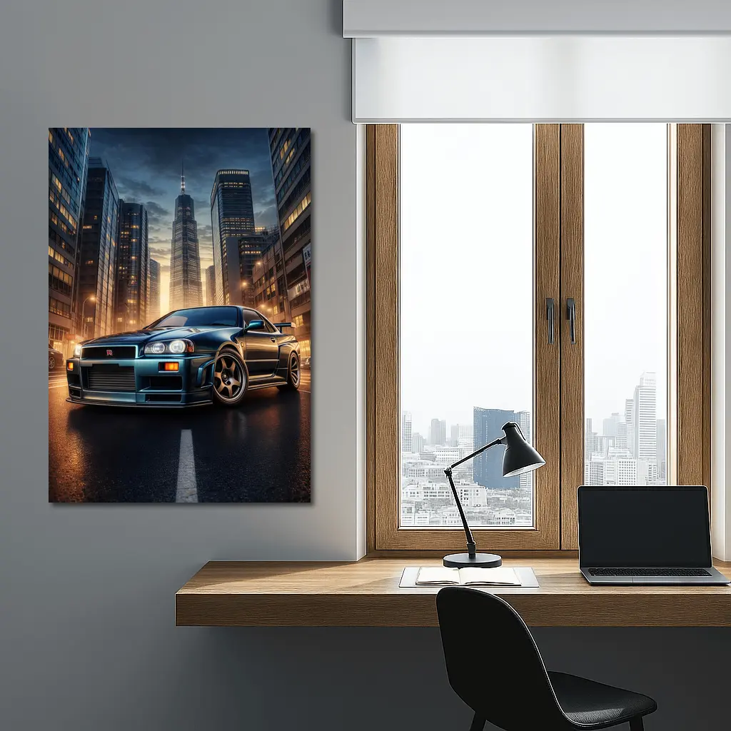 Nissan Skyline GT-R R34 City Night – Wall Art