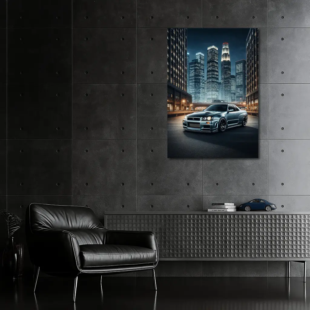 Nissan Skyline GT-R R34 City Night – Wall Art