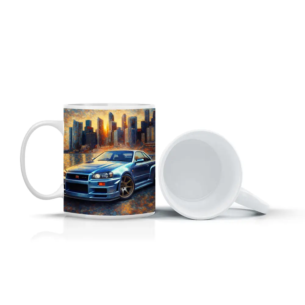 Nissan Skyline GT-R R34 City Sunset Painting – Mugs