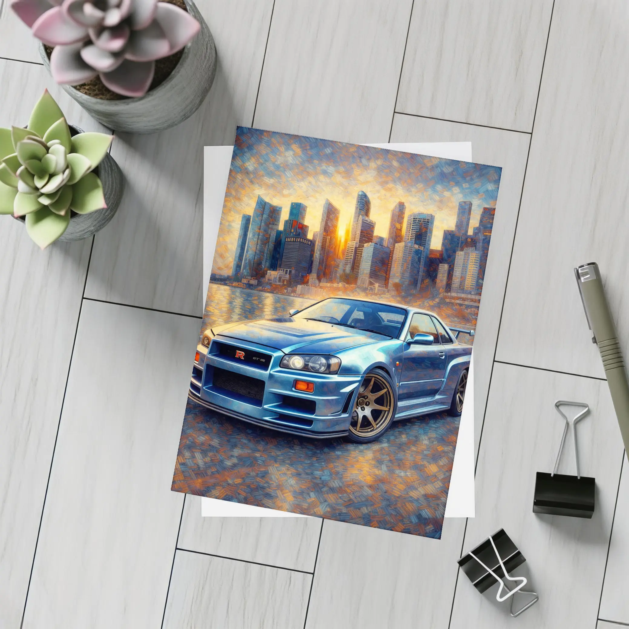 Nissan Skyline GT-R R34 City Sunset Painting – Postcards