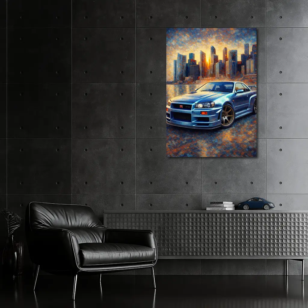 Nissan Skyline GT-R R34 City Sunset Painting – Wall Art