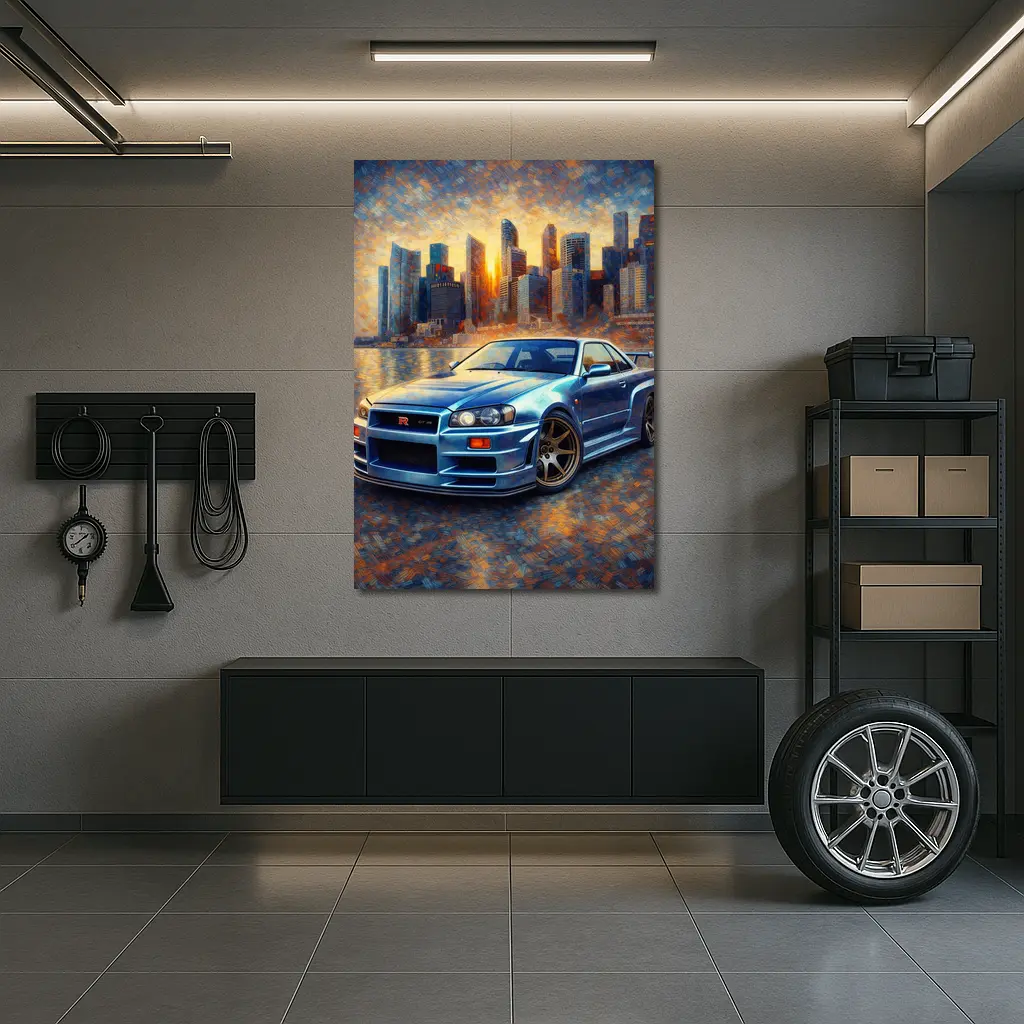 Nissan Skyline GT-R R34 City Sunset Painting – Wall Art
