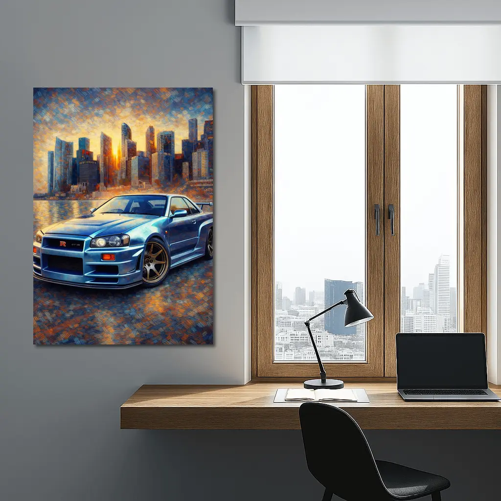 Nissan Skyline GT-R R34 City Sunset Painting – Wall Art