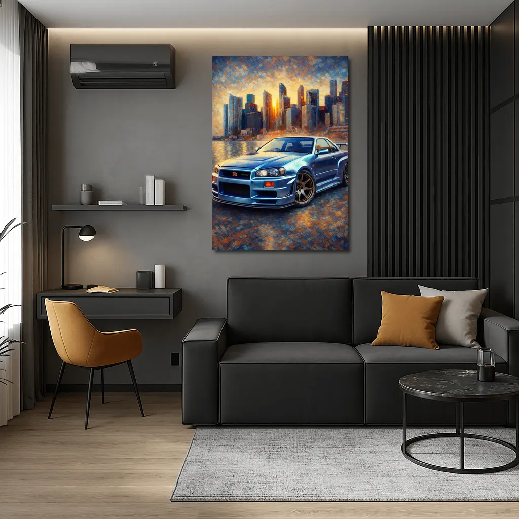 Nissan Skyline GT-R R34 City Sunset Painting – Wall Art