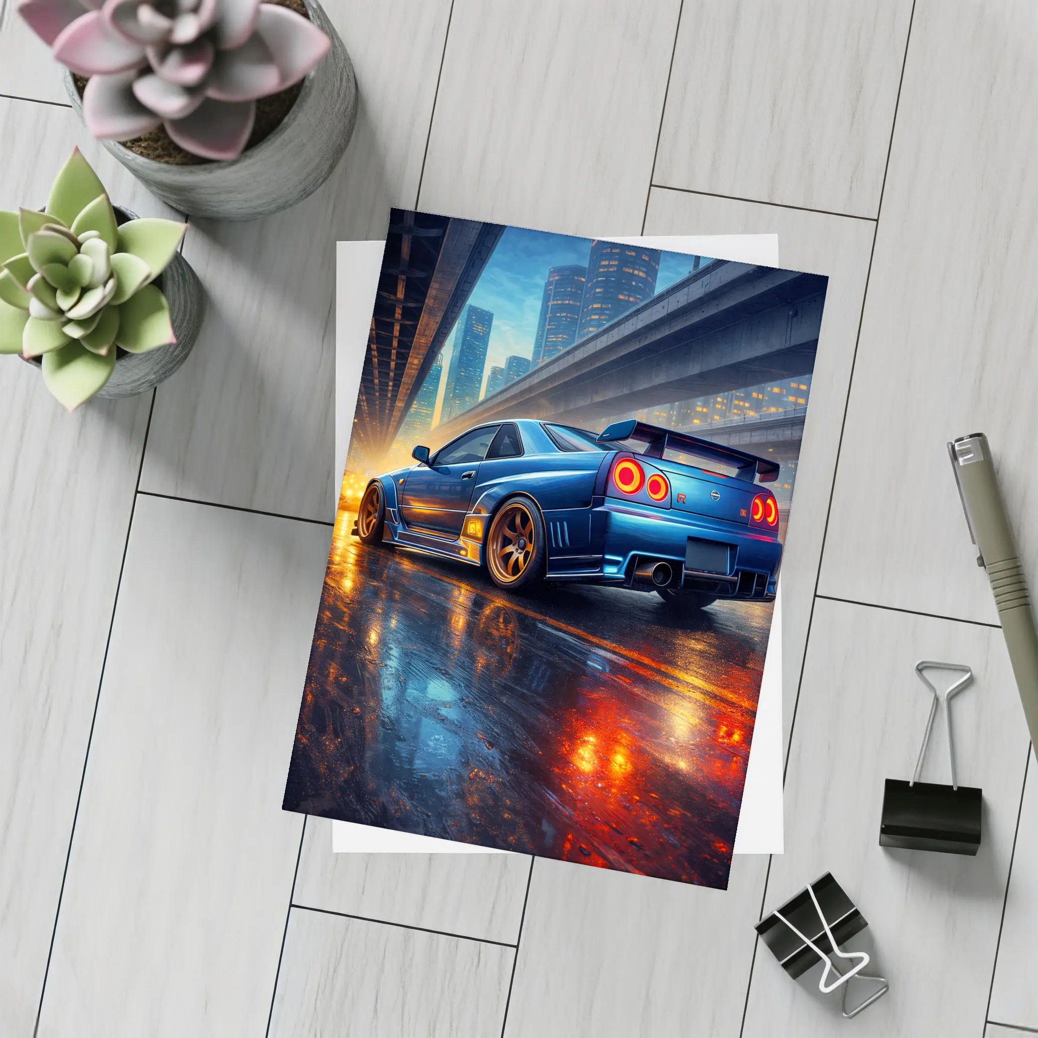 Nissan Skyline GT R City Night Rain – Postcards