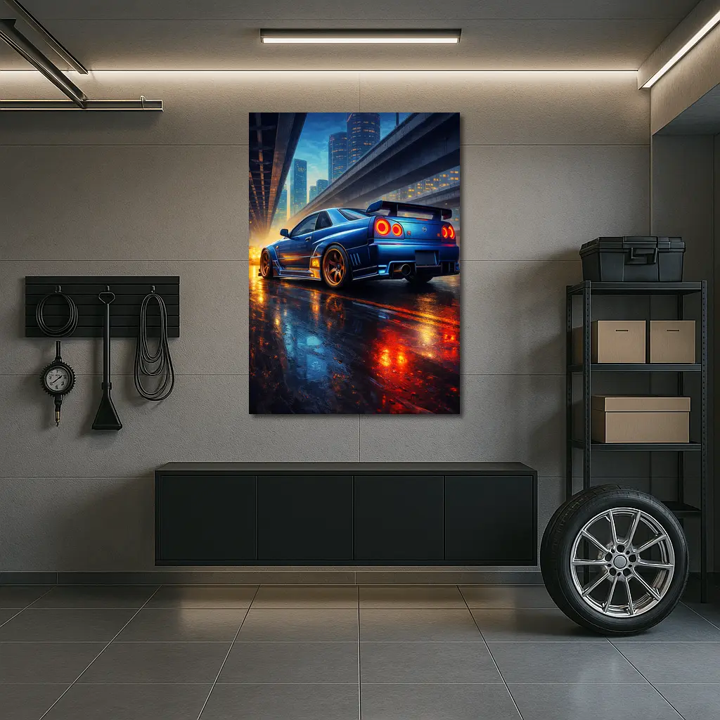 Nissan Skyline GT R City Night Rain – Wall Art