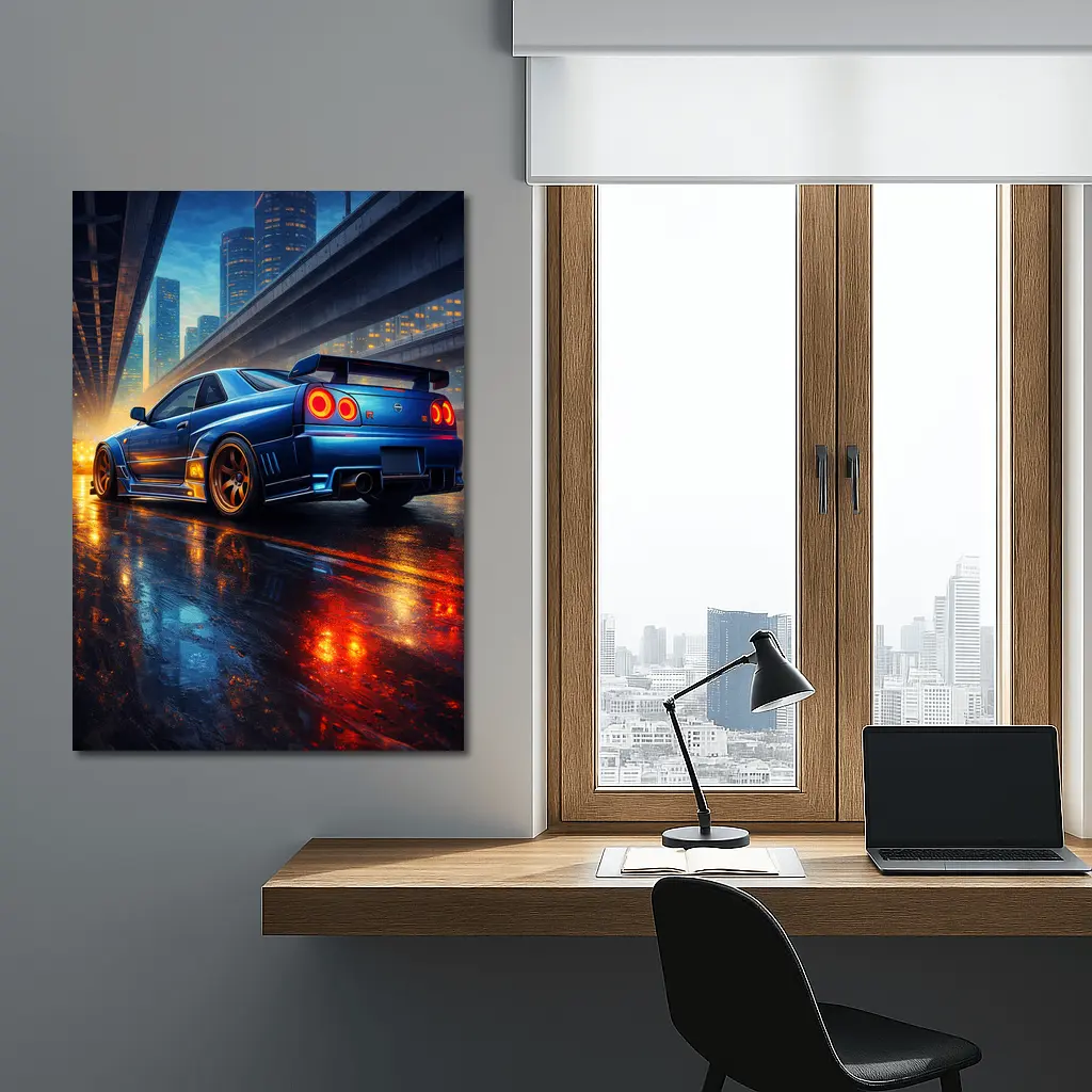 Nissan Skyline GT R City Night Rain – Wall Art
