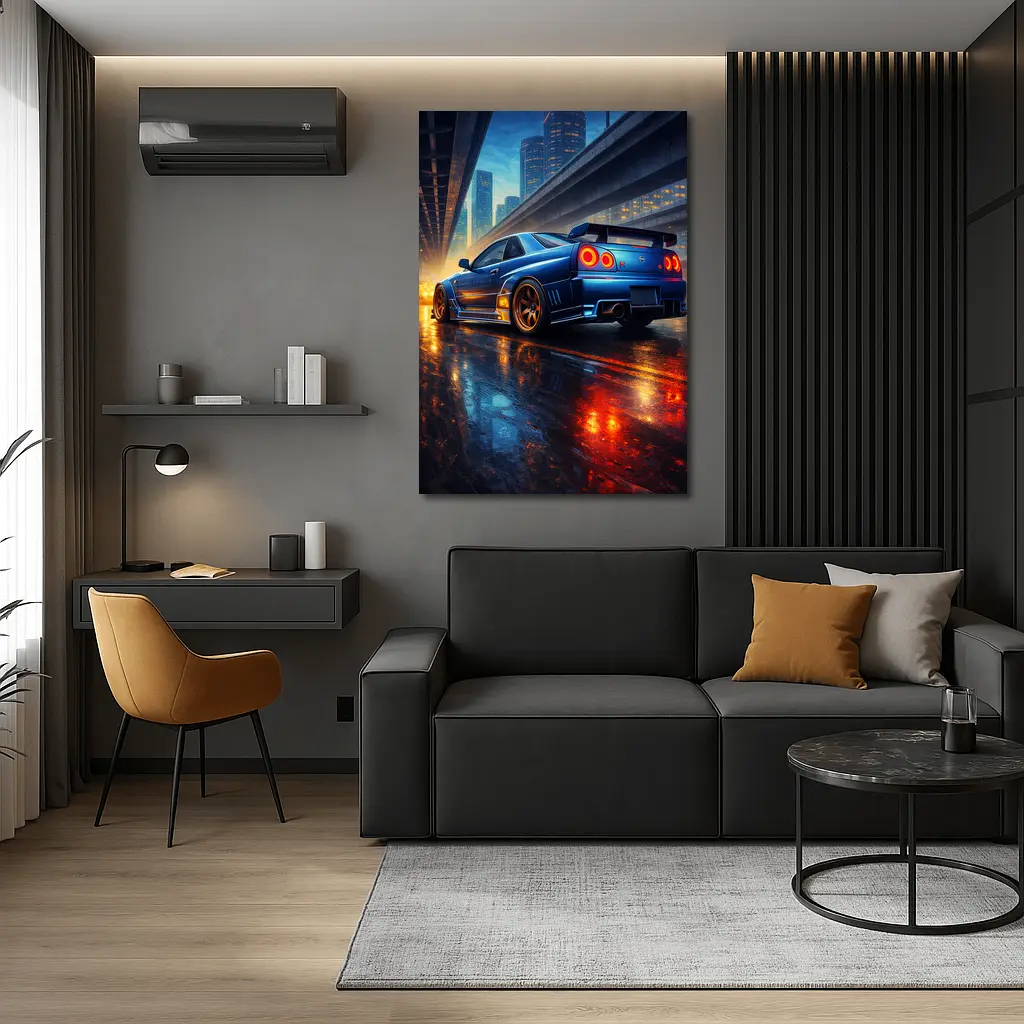 Nissan Skyline GT R City Night Rain – Wall Art