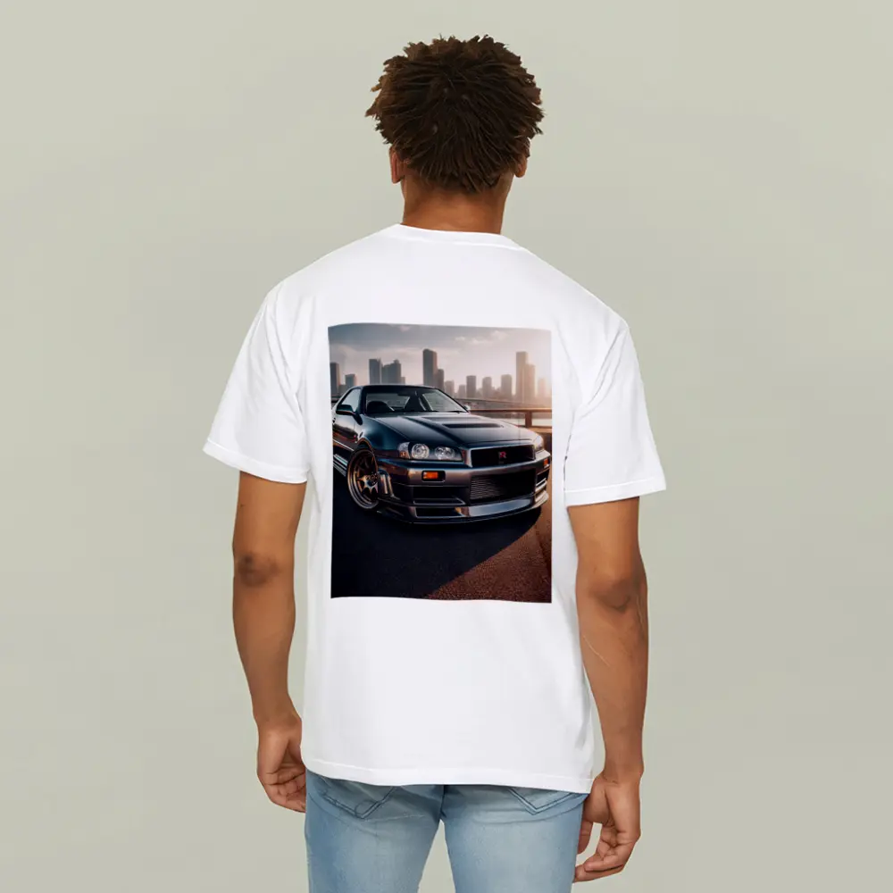 Nissan Skyline GT R R34 City Backdrop – T-Shirts