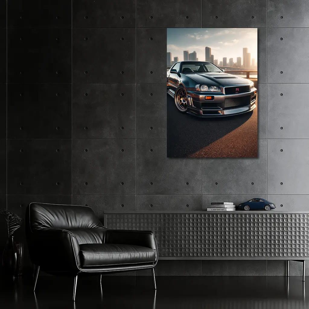 Nissan Skyline GT R R34 City Backdrop – Wall Art