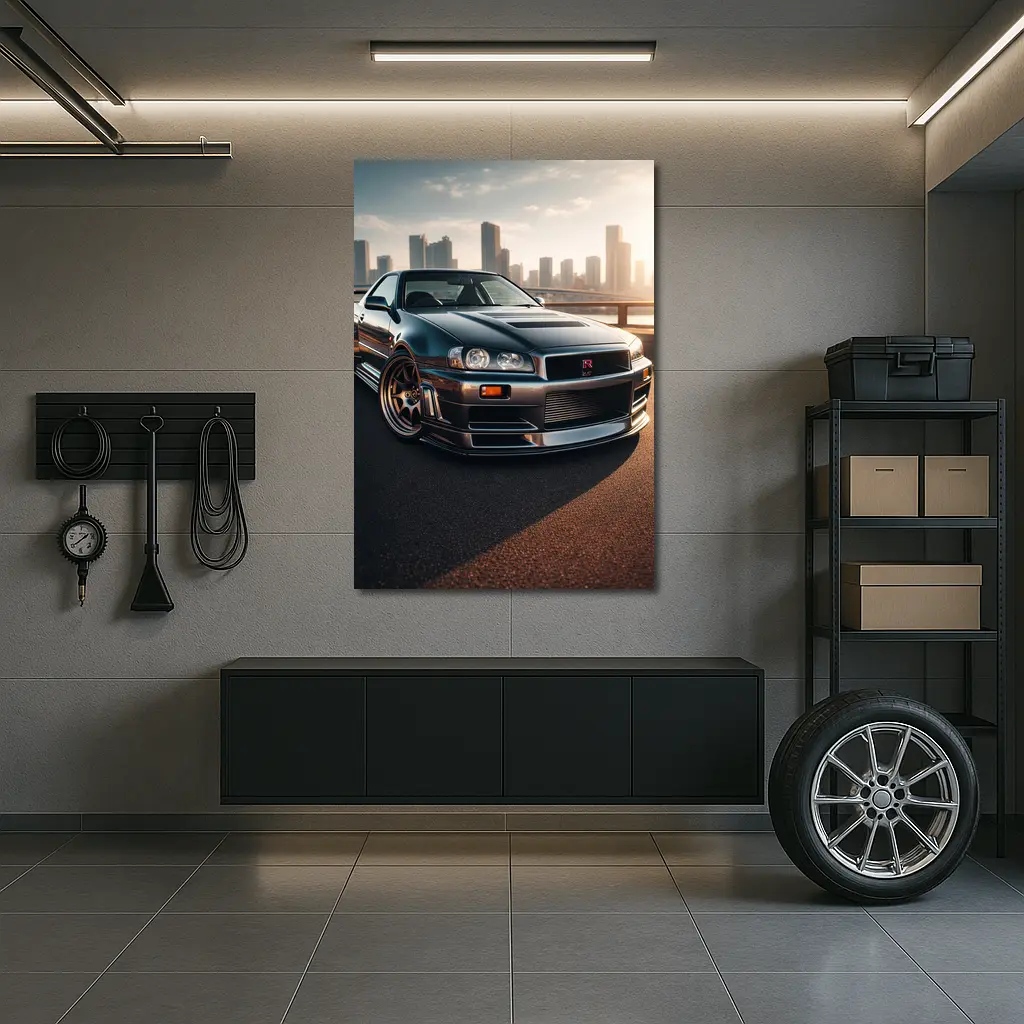 Nissan Skyline GT R R34 City Backdrop – Wall Art