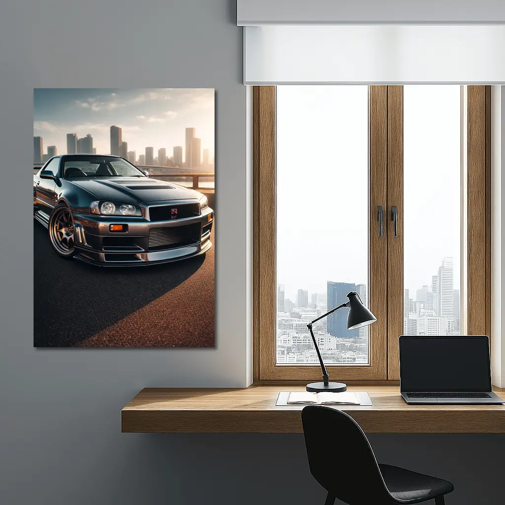 Nissan Skyline GT R R34 City Backdrop – Wall Art