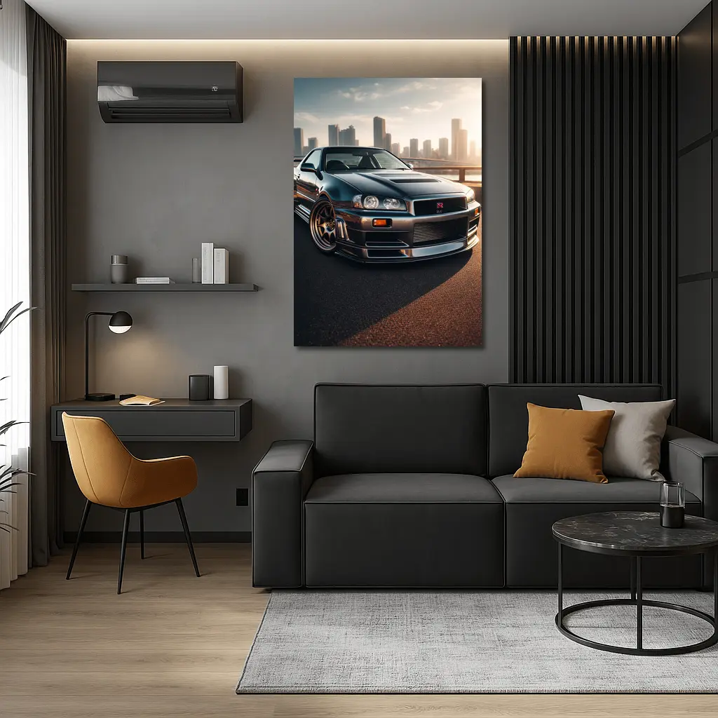 Nissan Skyline GT R R34 City Backdrop – Wall Art