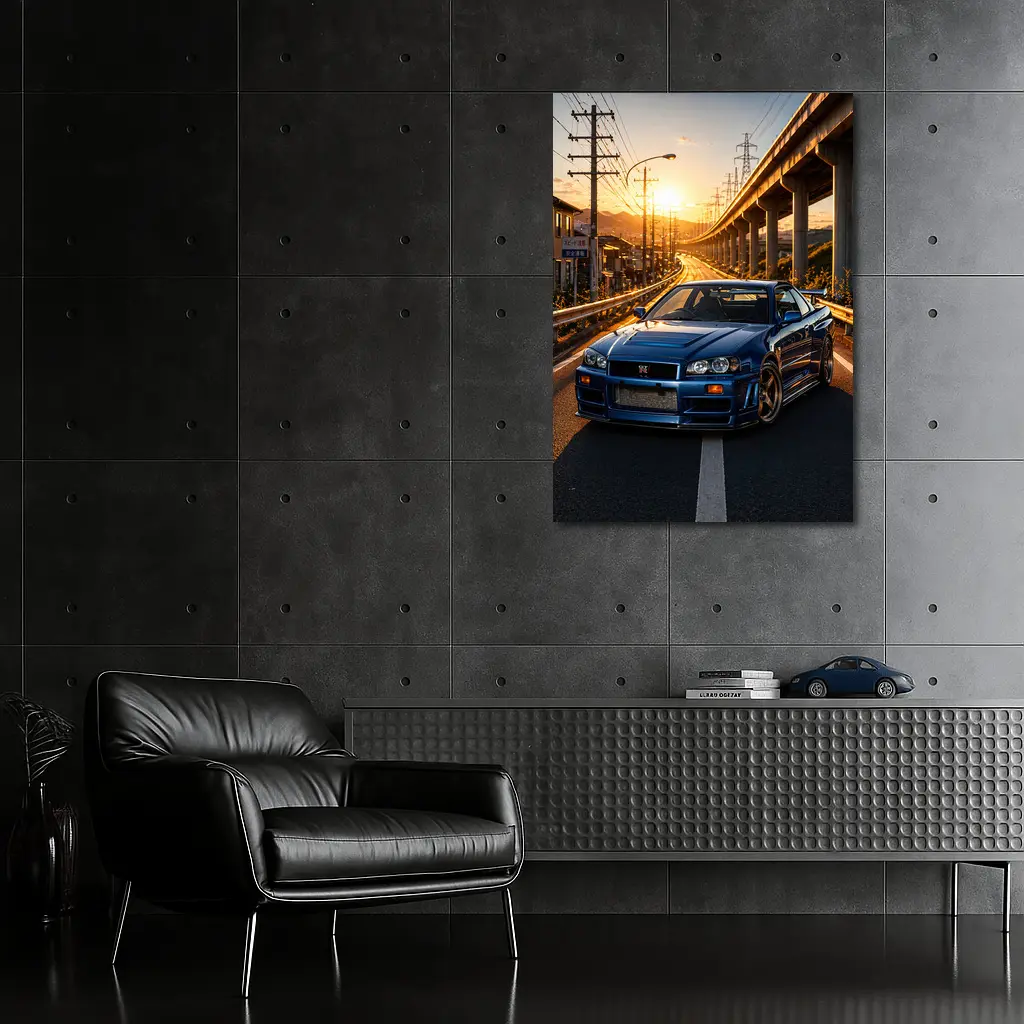 Nissan Skyline GT R R34 Sunset Street – Wall Art