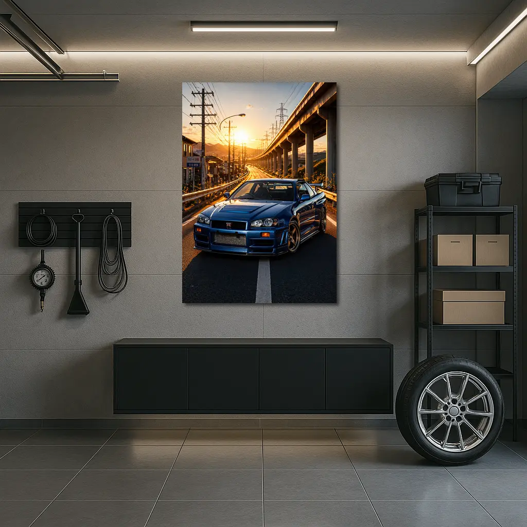 Nissan Skyline GT R R34 Sunset Street – Wall Art
