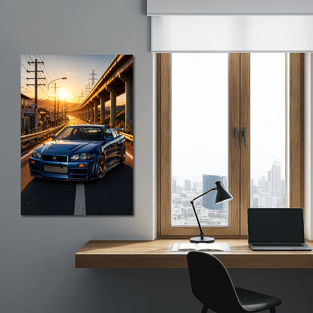 Nissan Skyline GT R R34 Sunset Street – Wall Art