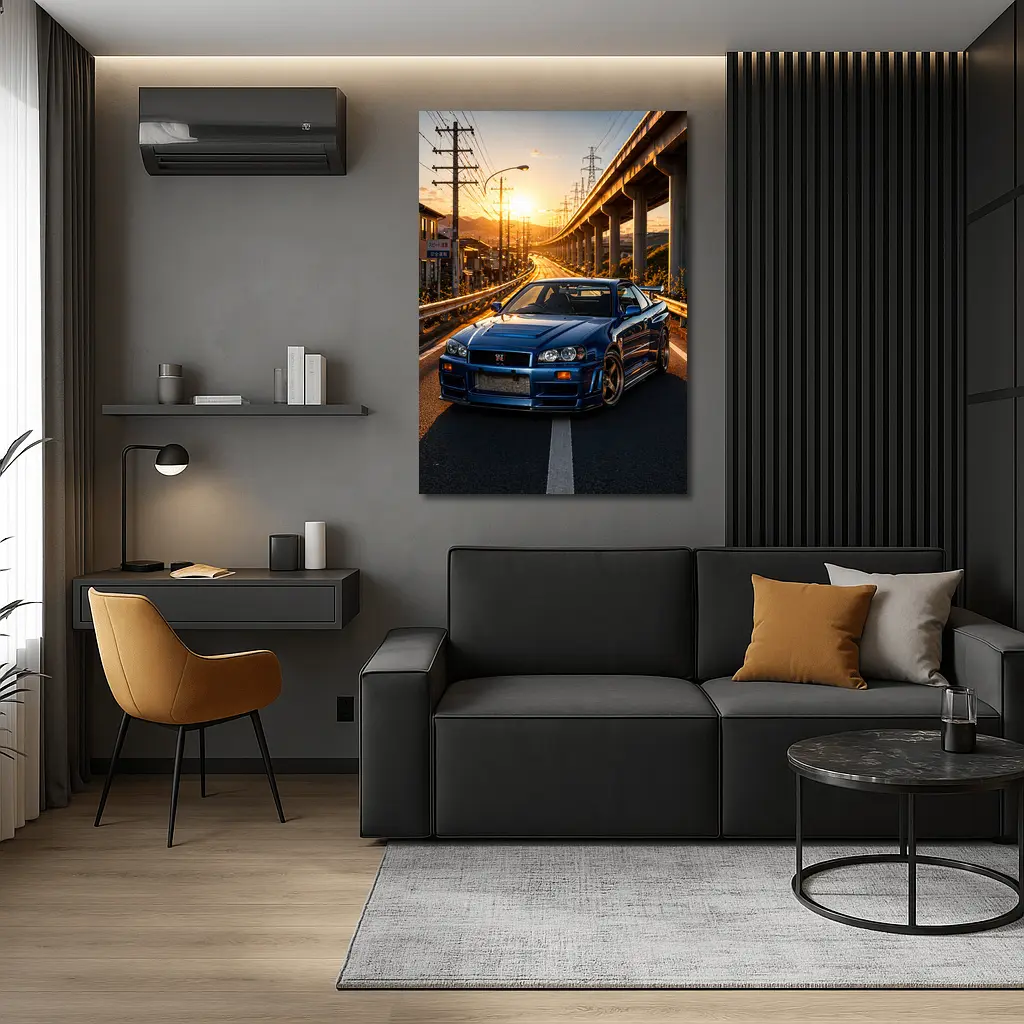 Nissan Skyline GT R R34 Sunset Street – Wall Art