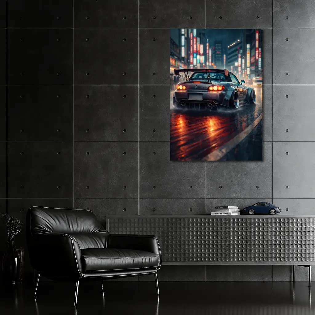 Honda S2000 Rainy City Street Night – Wall Art