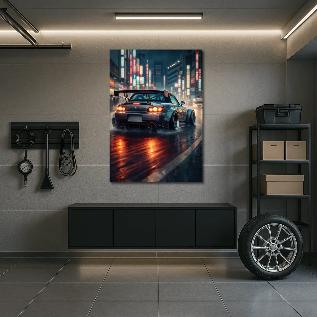Honda S2000 Rainy City Street Night – Wall Art