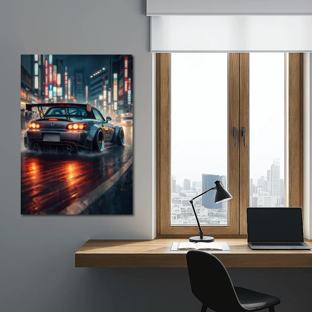 Honda S2000 Rainy City Street Night – Wall Art