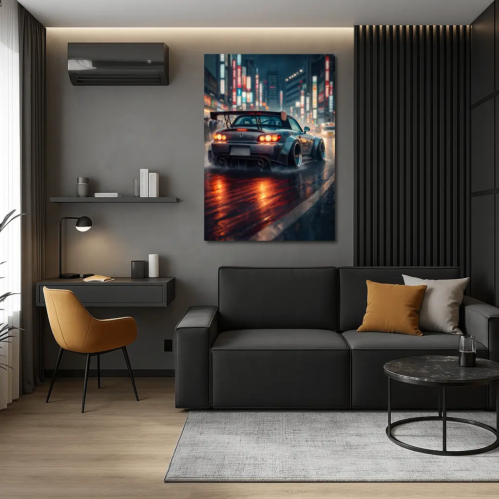 Honda S2000 Rainy City Street Night – Wall Art