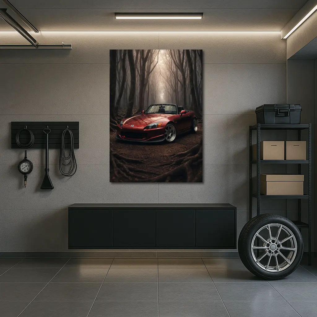 Honda S2000 Red Roadster Misty Forest – Wall Art