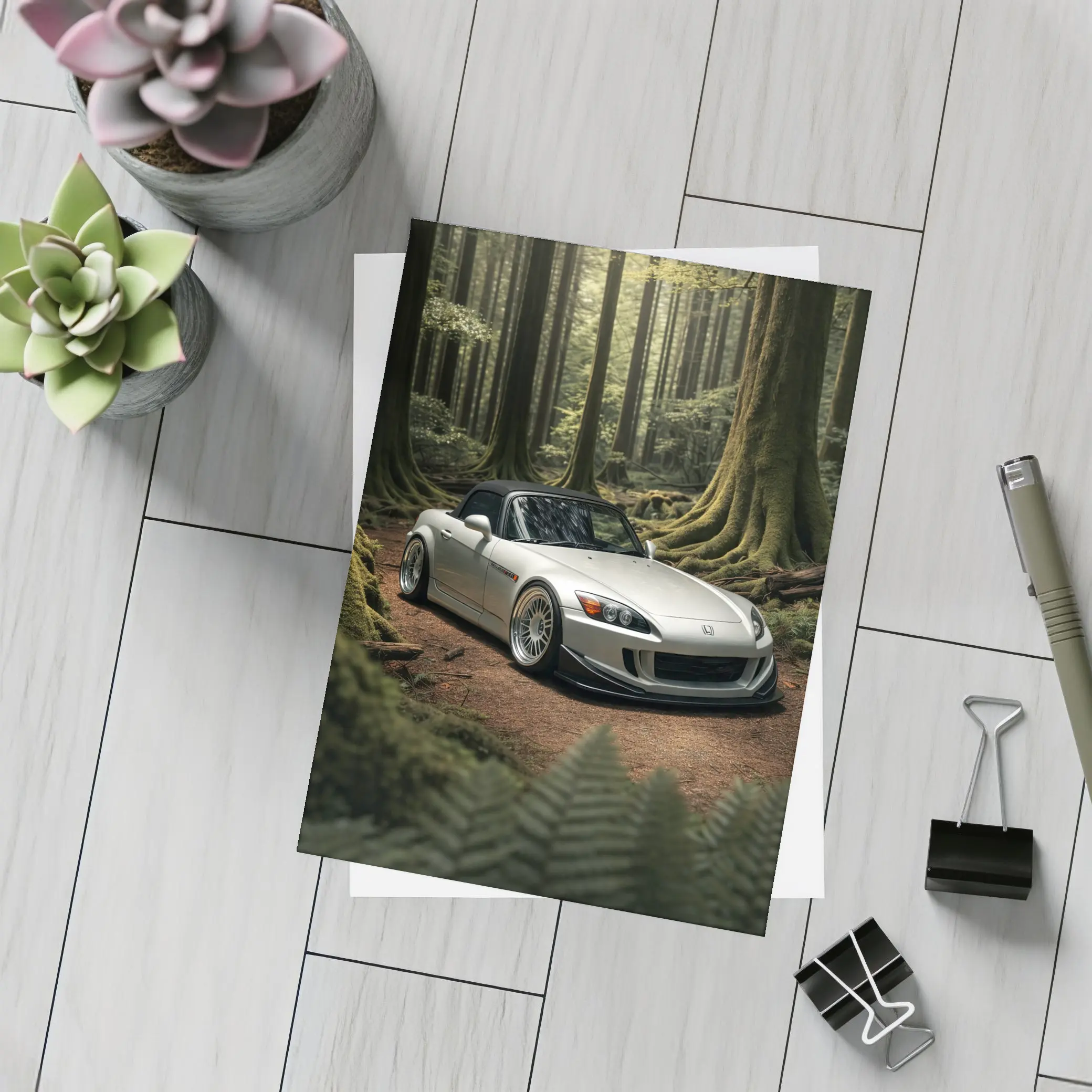 Honda S2000 Parked Deep Forest Setting – Postcards