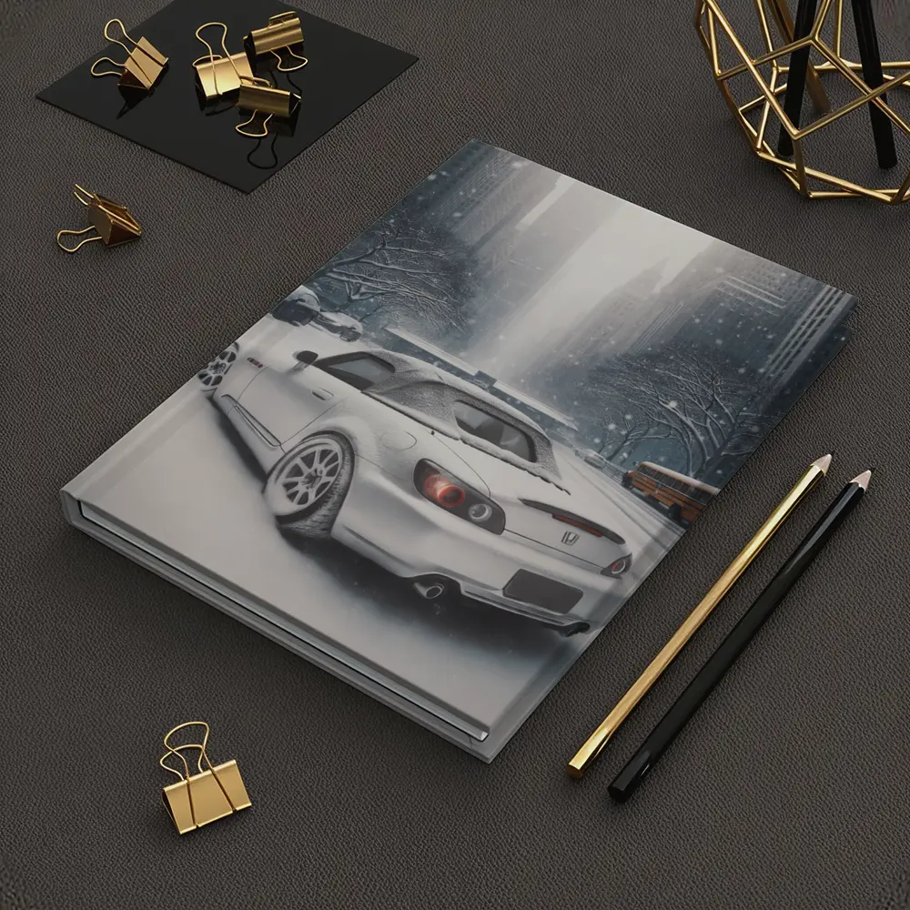 Honda S2000 Parked on Snowy City Street – Notebooks