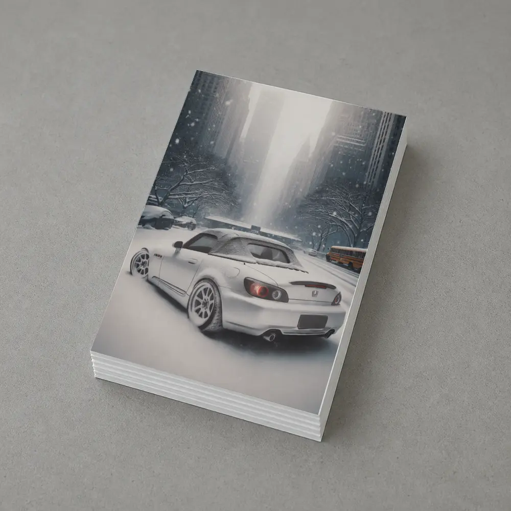 Honda S2000 Parked on Snowy City Street – Postcards