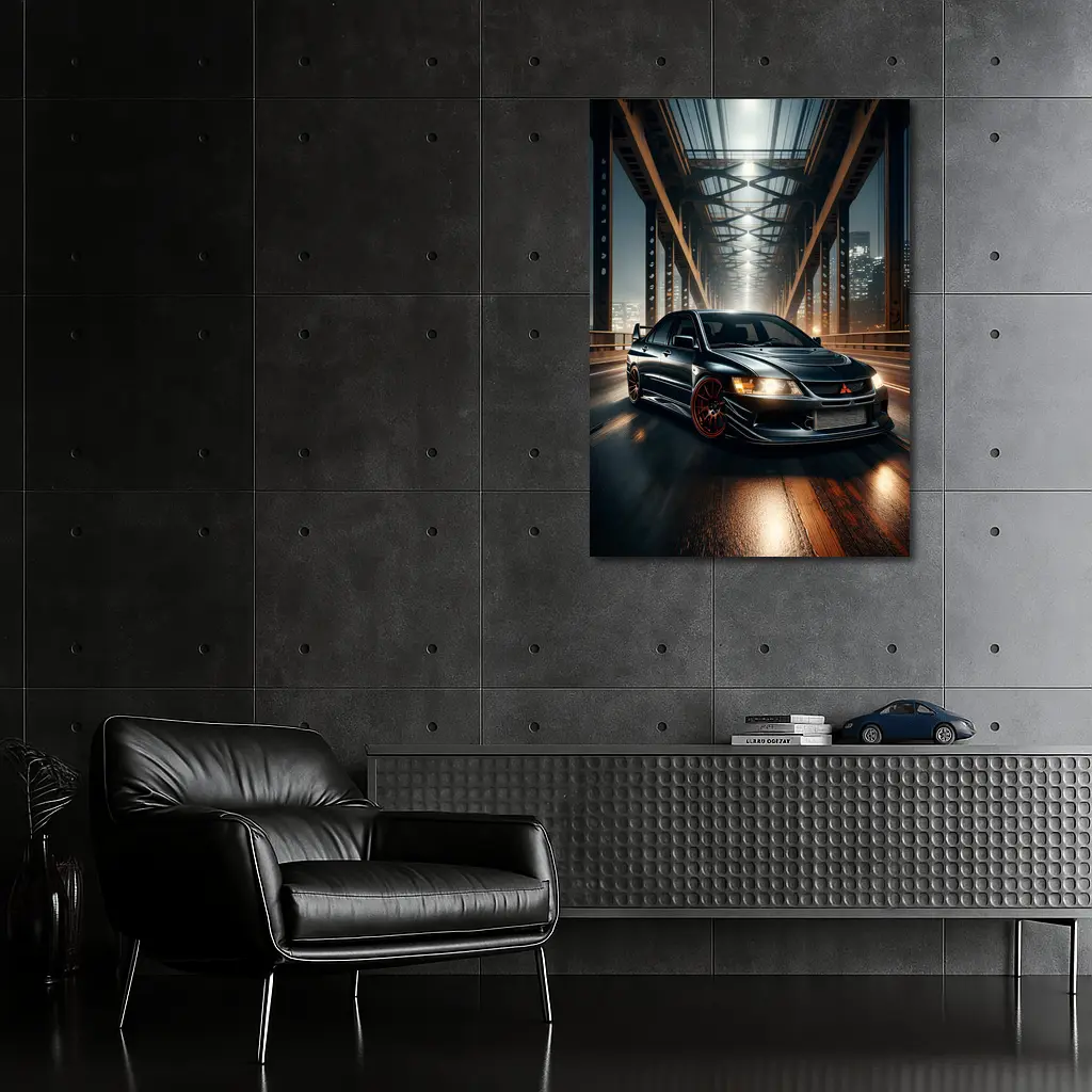 Mitsubishi Lancer Evolution Night Bridge Drive – Wall Art