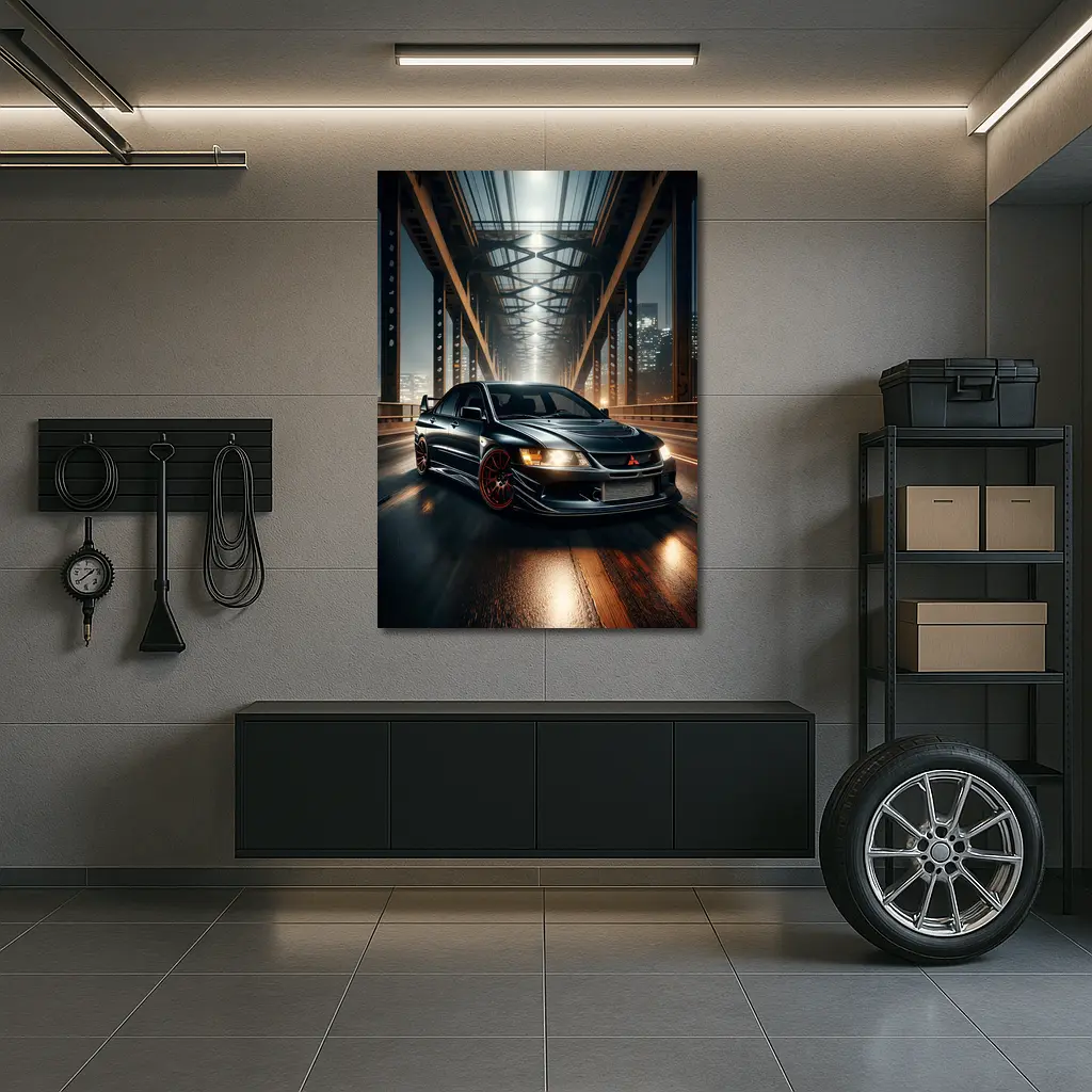 Mitsubishi Lancer Evolution Night Bridge Drive – Wall Art