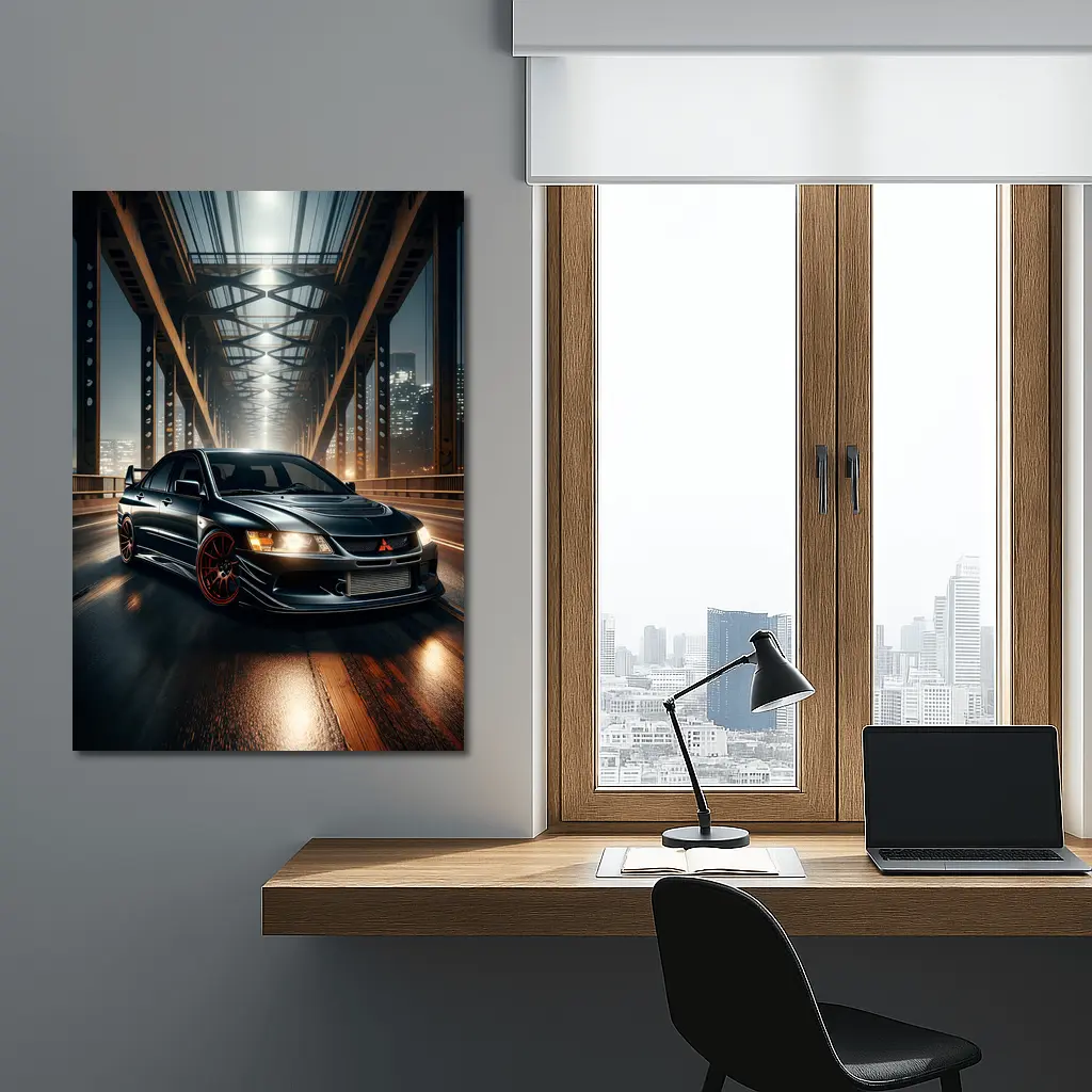 Mitsubishi Lancer Evolution Night Bridge Drive – Wall Art