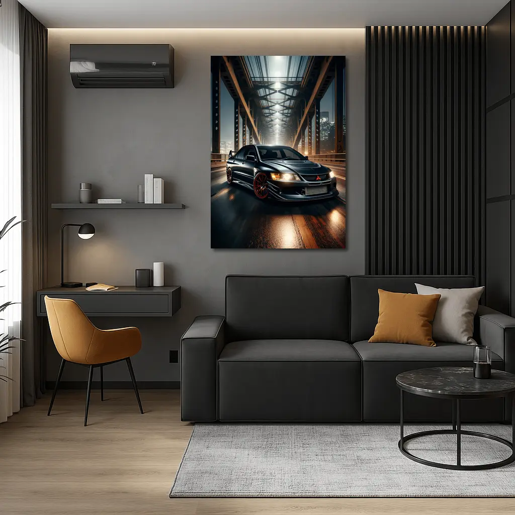Mitsubishi Lancer Evolution Night Bridge Drive – Wall Art
