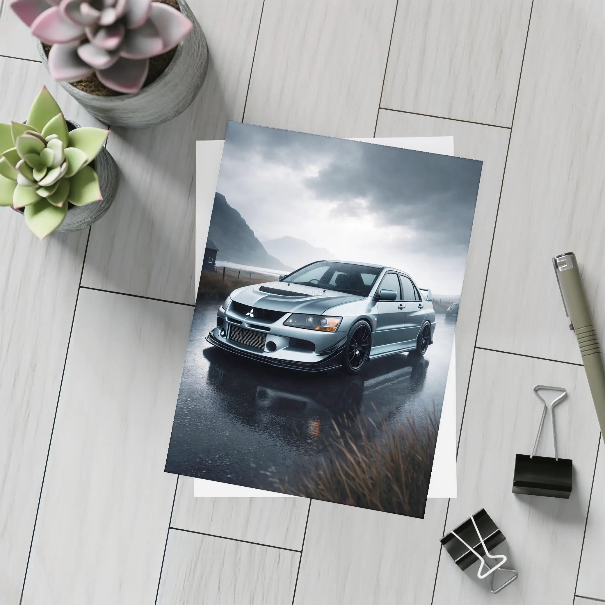 Mitsubishi Lancer Evolution Rainy Day Drive – Postcards